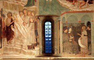 Epizod z życia św. Jana Chrzciciela: orzeczenie św. Jana Chrzciciela na pustyni i św. Jana Chrzciciela w obliczu Herody - autorstwa Tommaso Masolino da Panicale