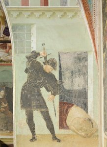 Cykl życia św. Jana Chrzciciela: Żołnierz mający obciąć głowę Janowi Chrzcicielowi autorstwa Tommaso Masolino da Panicale