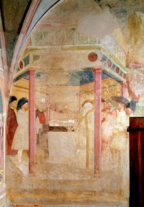 Życie św. Jana Chrzciciela: Zwiastowanie św. Zachariaszowi - Fresco autorstwa Tommaso Masolino da Panicale