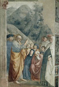 Predykacja św. Piotra - Fresk Tommaso di Cristoforo Fini dit Masolino da Panicale (1383-około 1440), 255x162 cm, około 1425. Florencja, kościół Santa Maria del Carmine, kaplica Brancaccich autorstwa Tommaso Masolino da Panicale