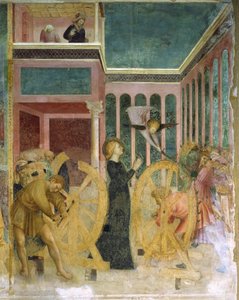 Św. Katarzyna wśród kół, szczegóły z Opowieści św. Katarzyny autorstwa Tommaso Masolino da Panicale