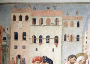 Św. Piotr Uzdrowienie kaleki i podniesienie Tabithy Szczegół architektury tła, fresk z ok. 1427 patrz także 57195 autorstwa Tommaso Masolino da Panicale