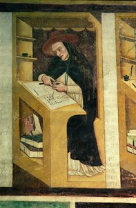 Dominikanin przy swoim biurku, z cyklu „Czterdziestu wybitnych członków zakonu dominikanów”, w kapitule kapitularza, 1342