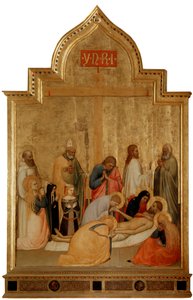 Pieta ze świętym Remigiuszem i świętym Benedyktem (tempera na drewnie, ok. 1365) autorstwa Tommaso di Stefano Giottino