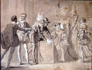 Projekt „Henri II” Aleksandra Dumasa (1802-70) (pióro i pranie na papierze)