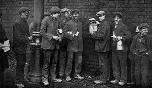 Głosowanie na strajk węglowy, Wheatsheaf Colliery, Pendlebury, styczeń 1912, c1920