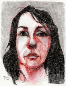Wyrazisty portret kobiety autorstwa Tore Bahnson