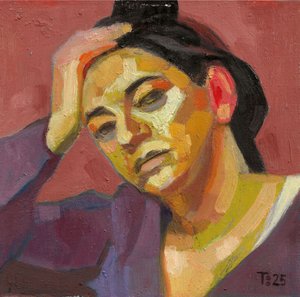 Portret zamyślonej kobiety