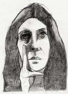 Portret zamyślonej kobiety