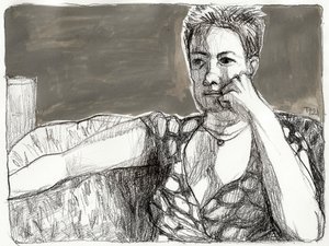 Portret zamyślonej kobiety autorstwa Tore Bahnson