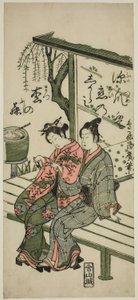 Kochankowie na werandzie autorstwa Torii Kiyohiro
