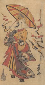 Aktor Nakamura Senya jako Tokonatsu w sztuce Kabuki, Dziedzictwo trzech przecinków F..., ca. 1716.