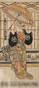 Aktor Ichimura Uzaemon VIII 1699-1762 jako kobieta z parasolem. autorstwa Torii Kiyomasu I