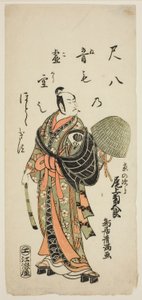 Aktor Onoe Kikugoro I jako Kyo no Jiro w sztuce "Fujibumi Sakae Soga", wystawionej w teatrze Ichimura w drugim miesiącu 1763 r. autorstwa Torii Kiyomitsu I