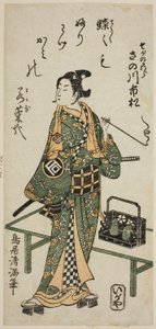 Aktor Sanogawa Ichimatsu I jako Soga no Goro w sztuce "Hatachiyama Horai Soga", wystawionej w teatrze Ichimura w pierwszym miesiącu 1759 r. autorstwa Torii Kiyomitsu I