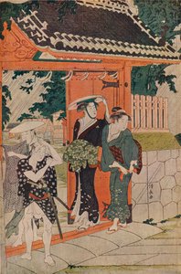 Nagły prysznic w świątyni Mimeguri Inari, 1787 autorstwa Torii Kiyonaga
