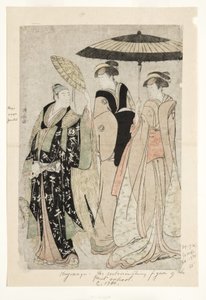 Aktorzy w sztuce Oakinai Hiruga kojima, Teatr Nakamura, XI1784, 1784 (drzew) autorstwa Torii Kiyonaga