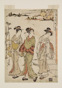 Ashinoyu (kolorowy drzeworyt) autorstwa Torii Kiyonaga