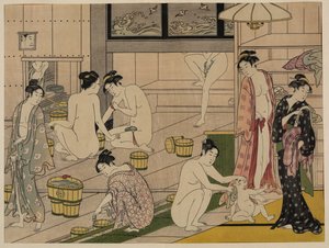 Łaźnia, ok.1785 (drewnodruk) autorstwa Torii Kiyonaga