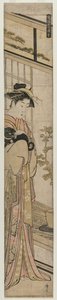 Kurtyzana trzymająca psa z serii Popular Presentations, 1783. autorstwa Torii Kiyonaga