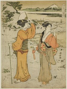 Enoshima, z serii „Góra Fuji w czterech porach roku (Shiki no Fuji)” autorstwa Torii Kiyonaga