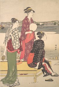 Wieczór nad brzegiem rzeki Sumida. autorstwa Torii Kiyonaga