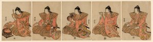 Pięciu muzyków (Gonin bayashi) autorstwa Torii Kiyonaga