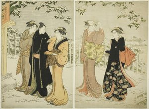 Wzgórze Matsuchi po śniegu autorstwa Torii Kiyonaga