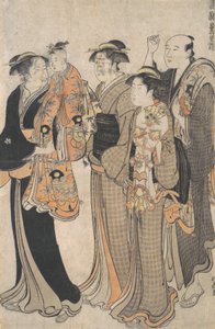 Matka niosąca córeczkę do Miya Mairi, ca. 1784. autorstwa Torii Kiyonaga
