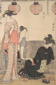 Scena w Nakasu, dzielnicy Edo, 1783. autorstwa Torii Kiyonaga