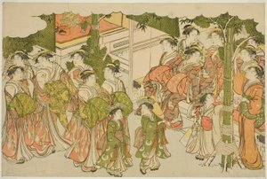 Pierwsze szaty Nowego Roku (Kiso hajime), z ilustrowanej książki „Kolory potrójnego świtu (Saishiki mitsu no asa)” autorstwa Torii Kiyonaga