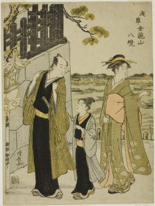 Widok z sali Komagata, z cyklu „Osiem dzielnic świątyni Kinryuzan w Asakusa (Asakusa Kinruzan hakkei)” autorstwa Torii Kiyonaga