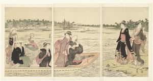 Prom na rzece Sumida autorstwa Torii Kiyonaga
