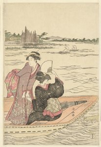 Prom na rzece Sumida autorstwa Torii Kiyonaga
