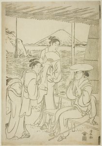 Odwiedzający Enoshima autorstwa Torii Kiyonaga