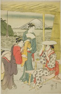 Odwiedzający Enoshima autorstwa Torii Kiyonaga