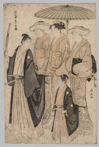 Kobieta Yoshiwary i Pomocników, 1752-1815. autorstwa Torii Kiyonaga
