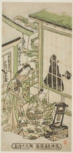 Tea Ac i RS Utagawa Shirogoro jako Ukishima Daihachi i Sanogawa Senzo jako Senju no Mae autorstwa Torii Kiyonobu II