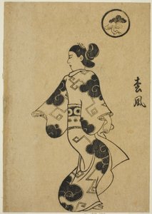 Matsukaze, z „A part m of school r hand s (książka z obrazkami Keisei)” autorstwa Torii Kiyonobu I