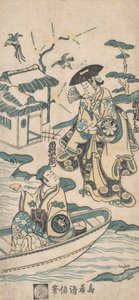 Scena z dramatu, prawdopodobnie Musume Dojoji, ca. 1744. autorstwa Torii Kiyonobu I