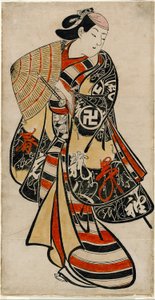Aktor Takii Hannosuke jako zniewieściały młodzieniec, ok. 1707 (ręcznie kolorowany drzeworyt; tan-e, pionowy o-oban) autorstwa Torii Kiyonobu I