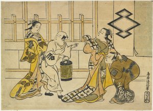 Ichikawa Danju _ Ro_ Good, Fujimura Solder Yu _ Good, Katsuyama Matagoro_ i Sanogawa Mangiku, 1719 autorstwa Torii Kiyonobu I Torii Kiyonobu I