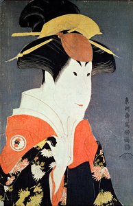 Głowa i ramiona aktora kabuki Segawa Tomisaburo II jako Yadorigi, żona Ogishi Kurando, wydana w 1794 roku (kolorowy drzeworyt) autorstwa Toshusai Sharaku