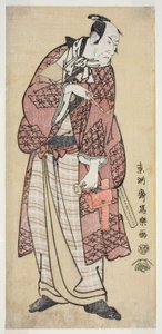 Aktor Matsumoto Koshiro IV jako Bogaty Bumpkin z Yamato, właściwie Magoemon z wioski Ninokuchi (Yondai-me Matsumoto Koshiro no Yamato no Yabo Daijin, jitsuwa Ninokuchi-mura Magoemon) autorstwa Toshusai Sharaku