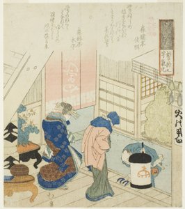 Obietnica (Seiyaku no ukei), z serii „Osiemnaście ilustracji drabiny starożytnych słów (Kogentei juhachiban tsuzuki)” autorstwa Totoya Hokkei