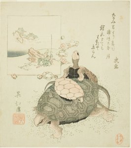 Sea turtles and Urashima Taro autorstwa Totoya Hokkei
