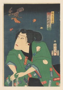 Kawarazaki Gojûrô jako Matsuwaka Yoheiji autorstwa Toyohara Kunichika