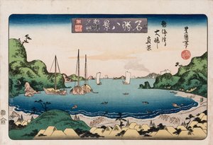 Powracające statki, Kanazawa”, z cyklu „Osiem widoków znanych miejsc” autorstwa Toyokuni II