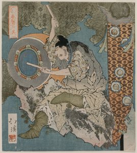 Bóg grający na bębnie z serii The Spring Cave, 1825. autorstwa Toyota Hokkei