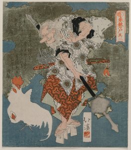 Obok białego koguta i kury z serii The Spring Cave, 1825. autorstwa Toyota Hokkei